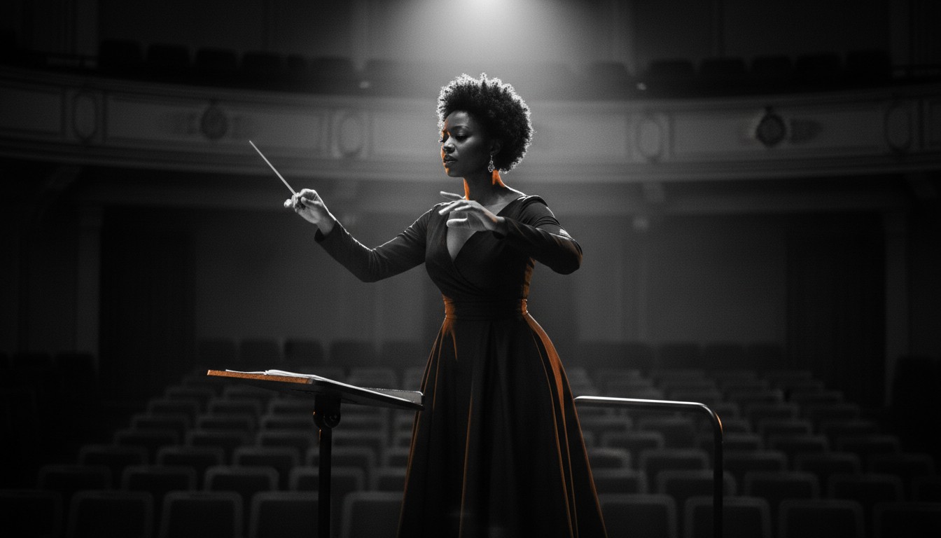 Marielle Cafafa, chef d'orchestre, sur le podium